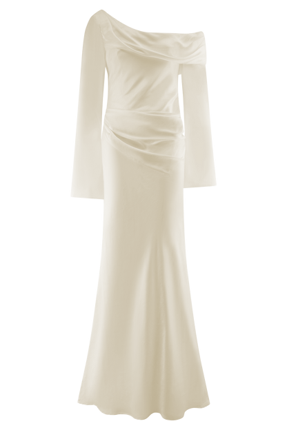 Iris Long Sleeve Satin Maxi Dress - Blush Gold