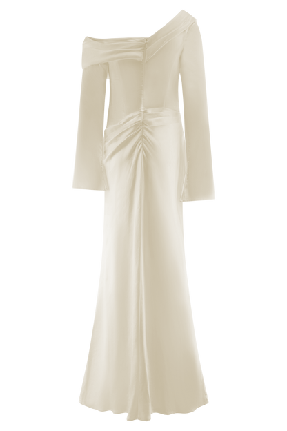 Iris Long Sleeve Satin Maxi Dress - Blush Gold