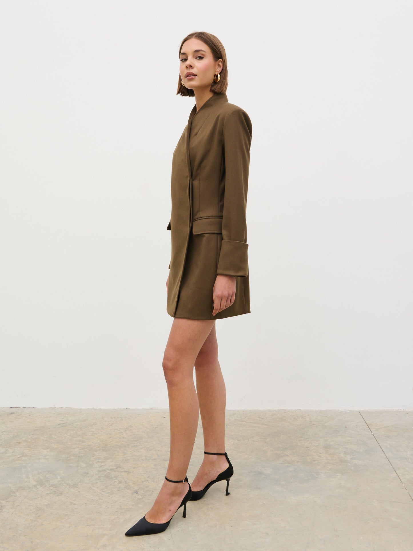 Iris Blazer Mini Dress - Khaki Brown