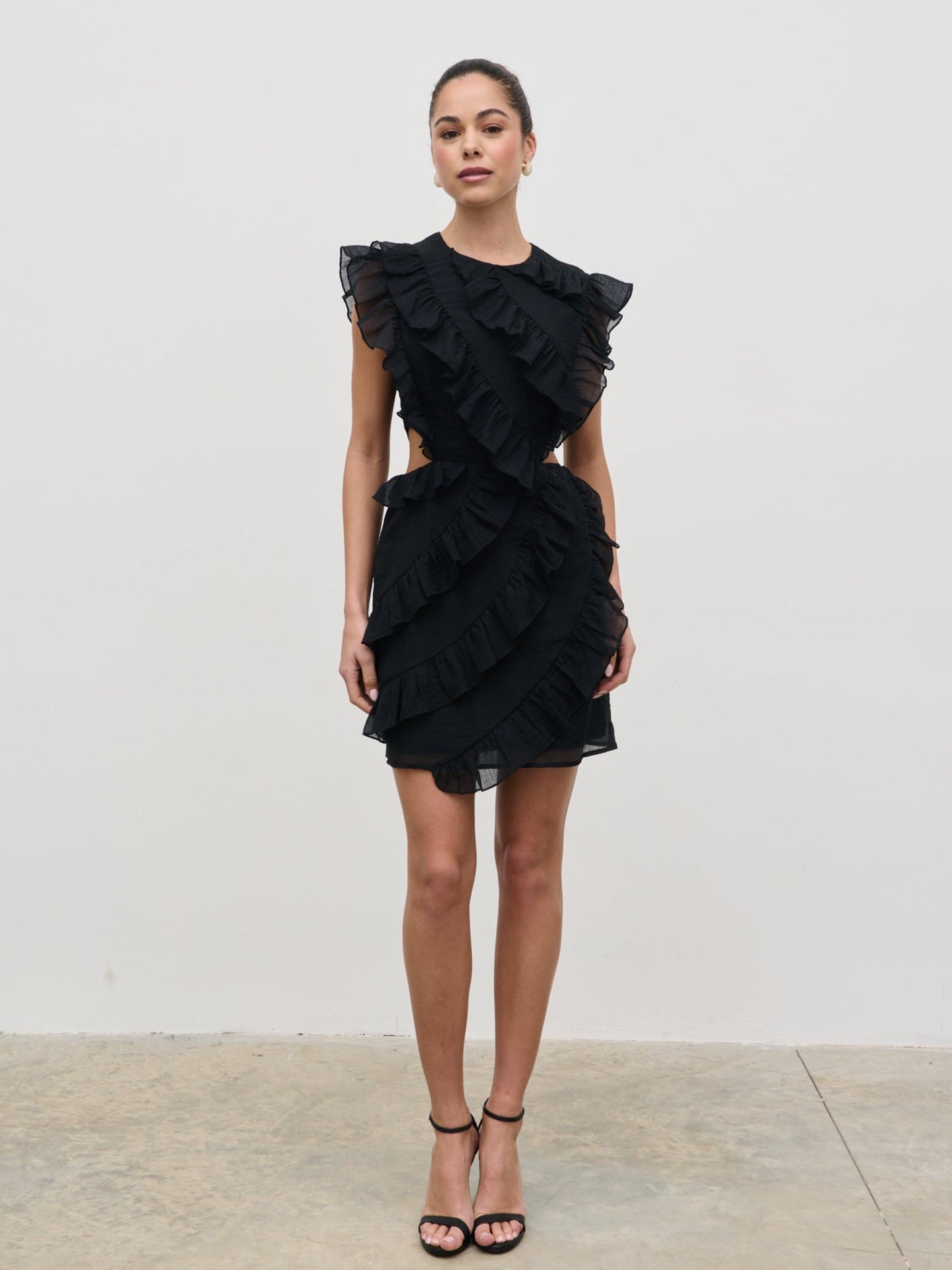 Joss Ruffle Mini Dress - Black