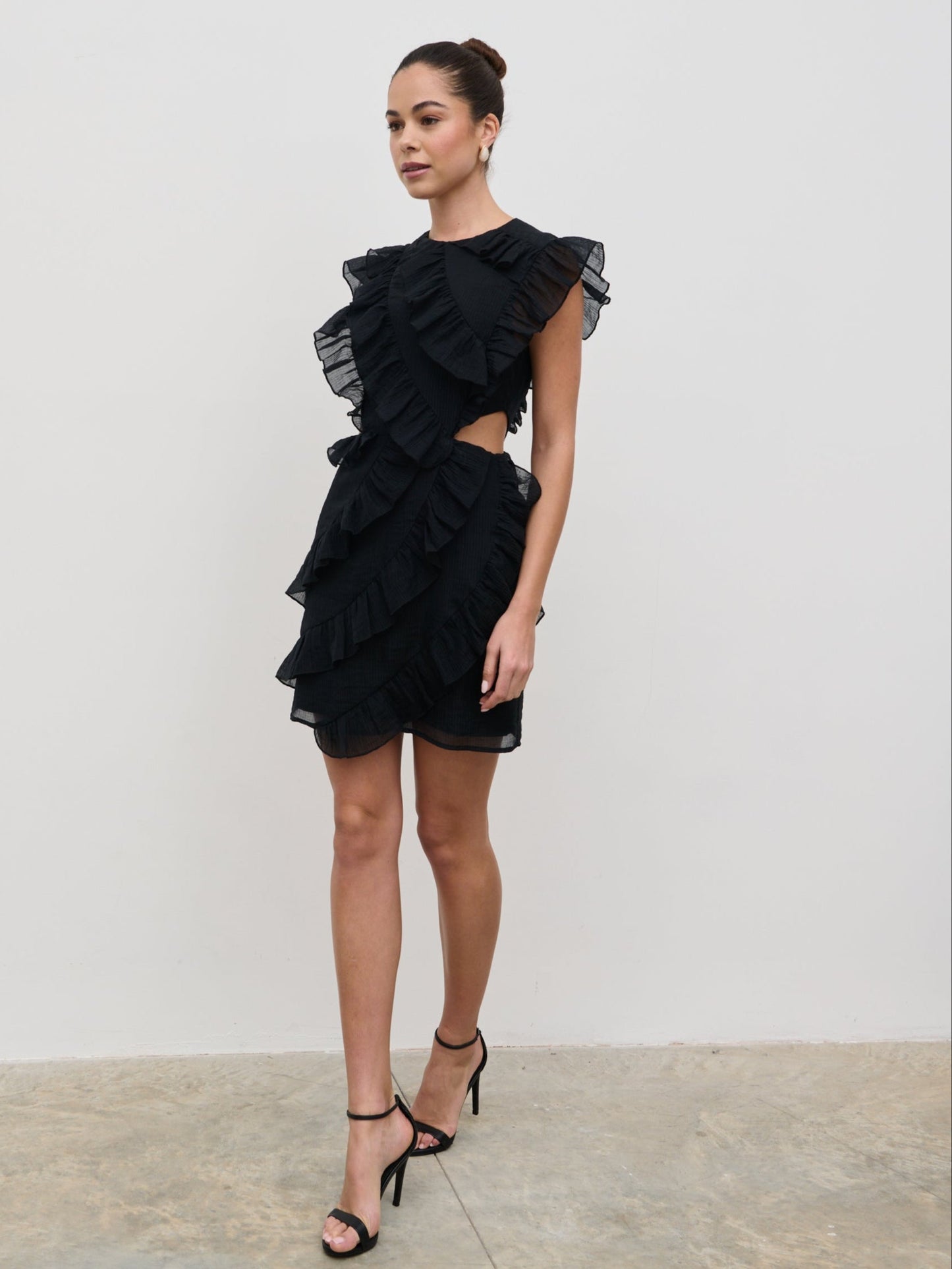 Joss Ruffle Mini Dress - Black