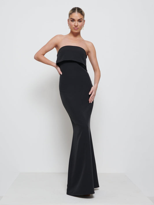 Julia Crepe Maxi Bridesmaid Dress - Black