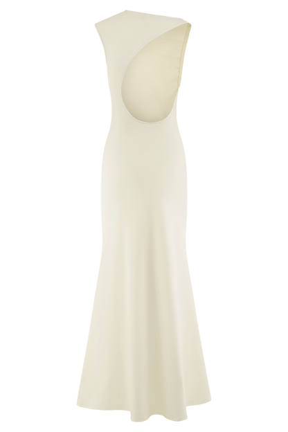 Katerina Scuba Jersey Cut Out Maxi Dress - Ivory
