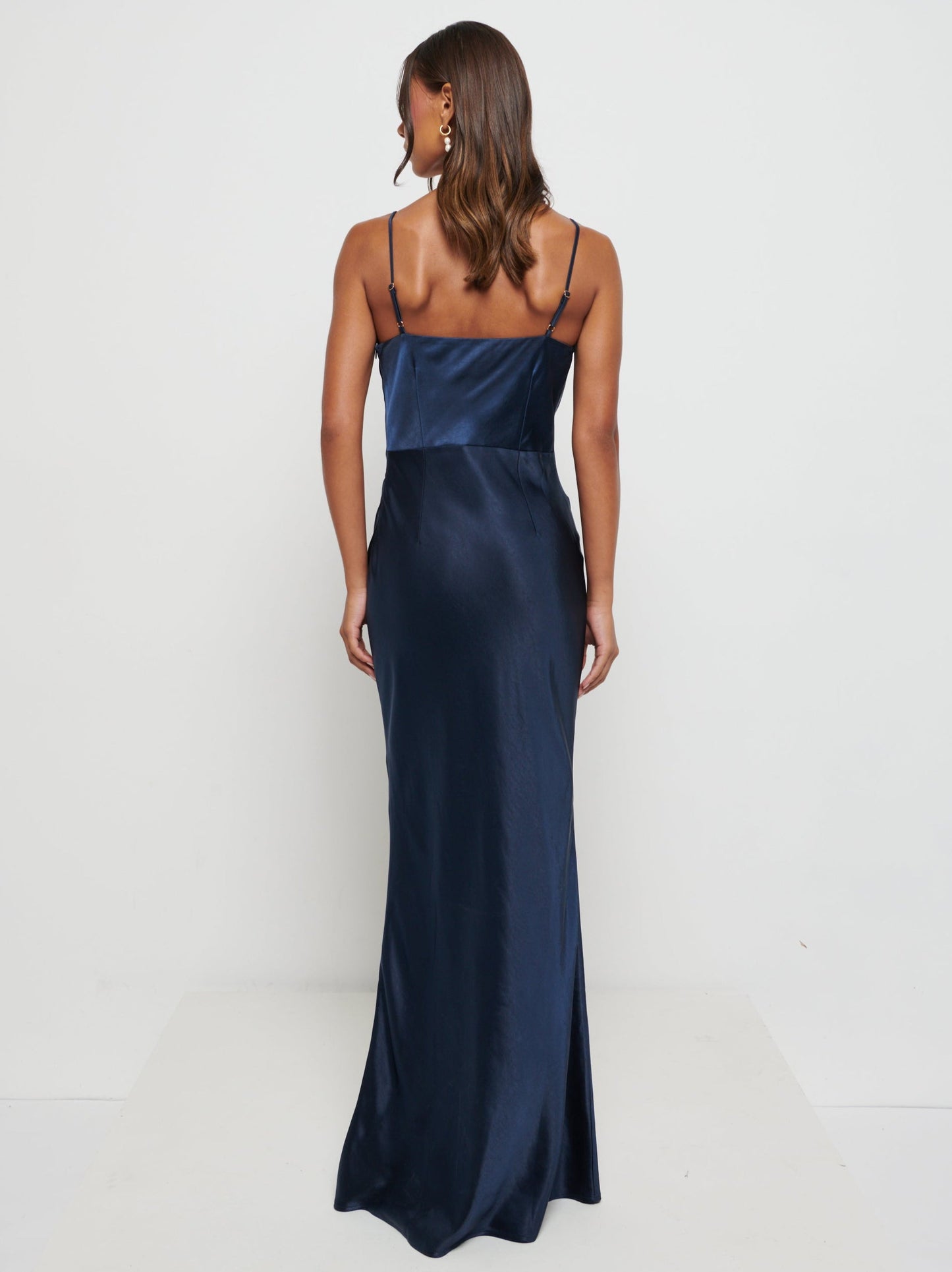 Keisha Maxi Satin Bridesmaid Dress - Matte Navy