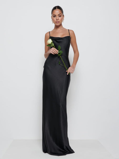 Keisha Maxi Bridesmaid Dress - Matte Black