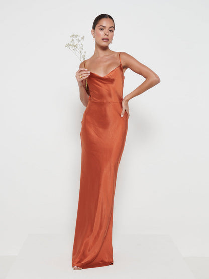 Keisha Maxi Bridesmaid Dress - Matte Copper
