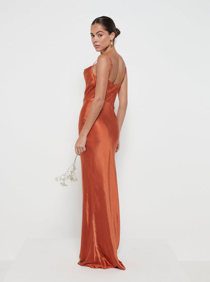 Keisha Maxi Bridesmaid Dress - Matte Copper