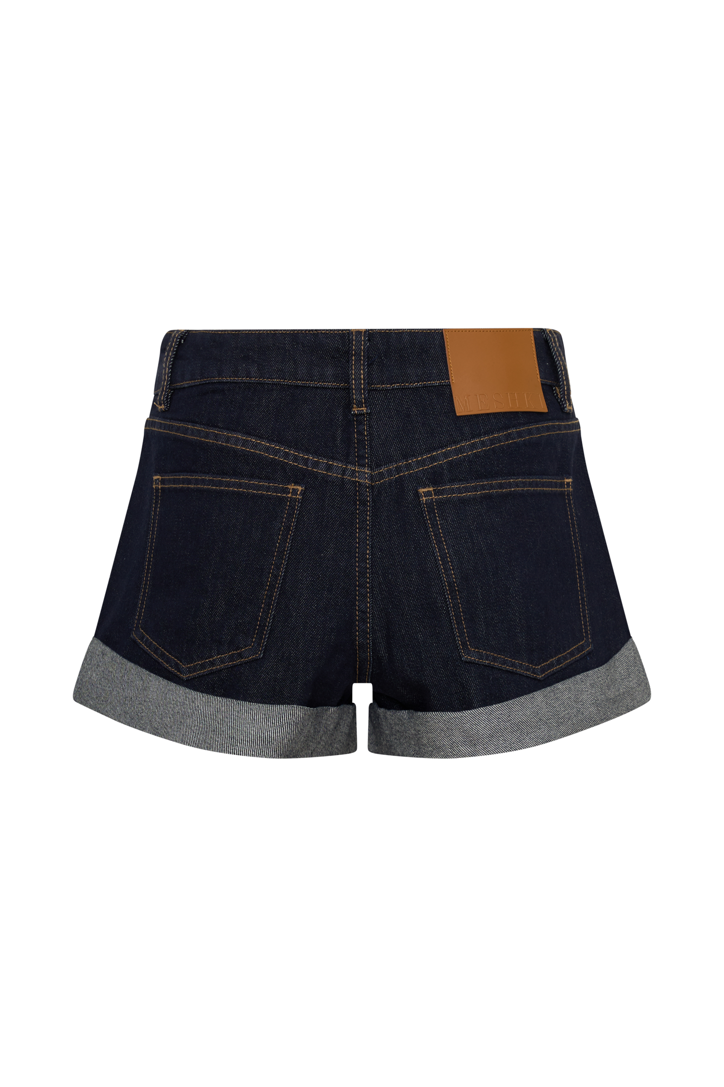 Krissy Rolled Hem Denim Shorts - Washed Indigo Blue