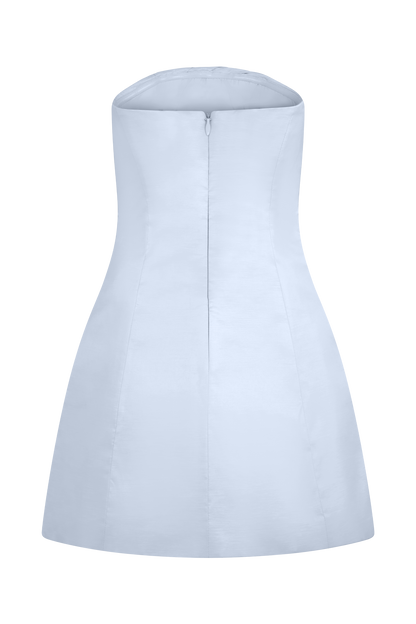 Leslie Gathered Taffeta Mini Dress - Frosted Blue