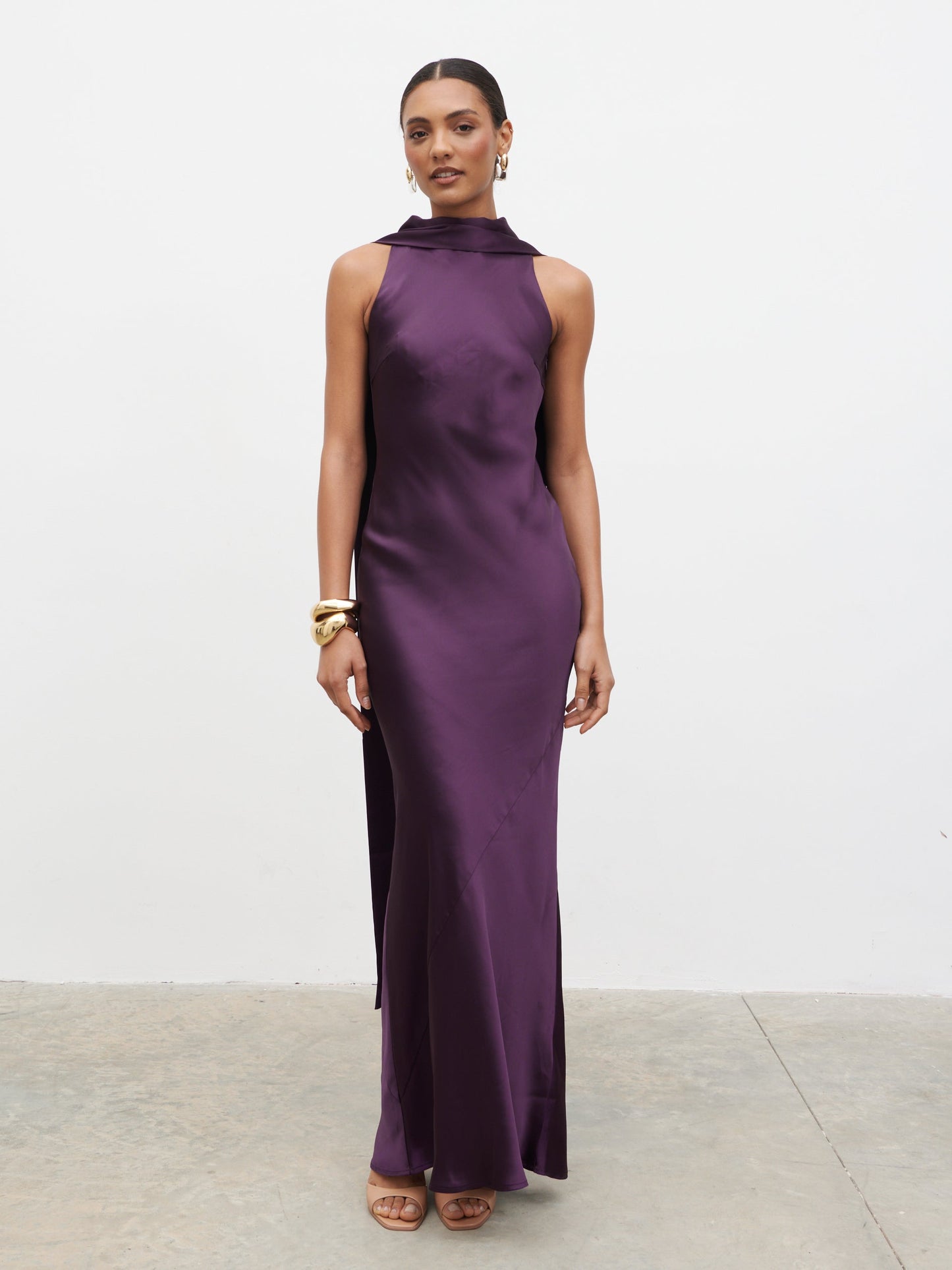Lethe Drape Scarf Maxi Dress - Dark Grape