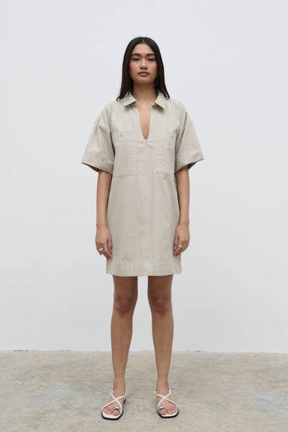 Lia Utility Shirt Dress - Stone
