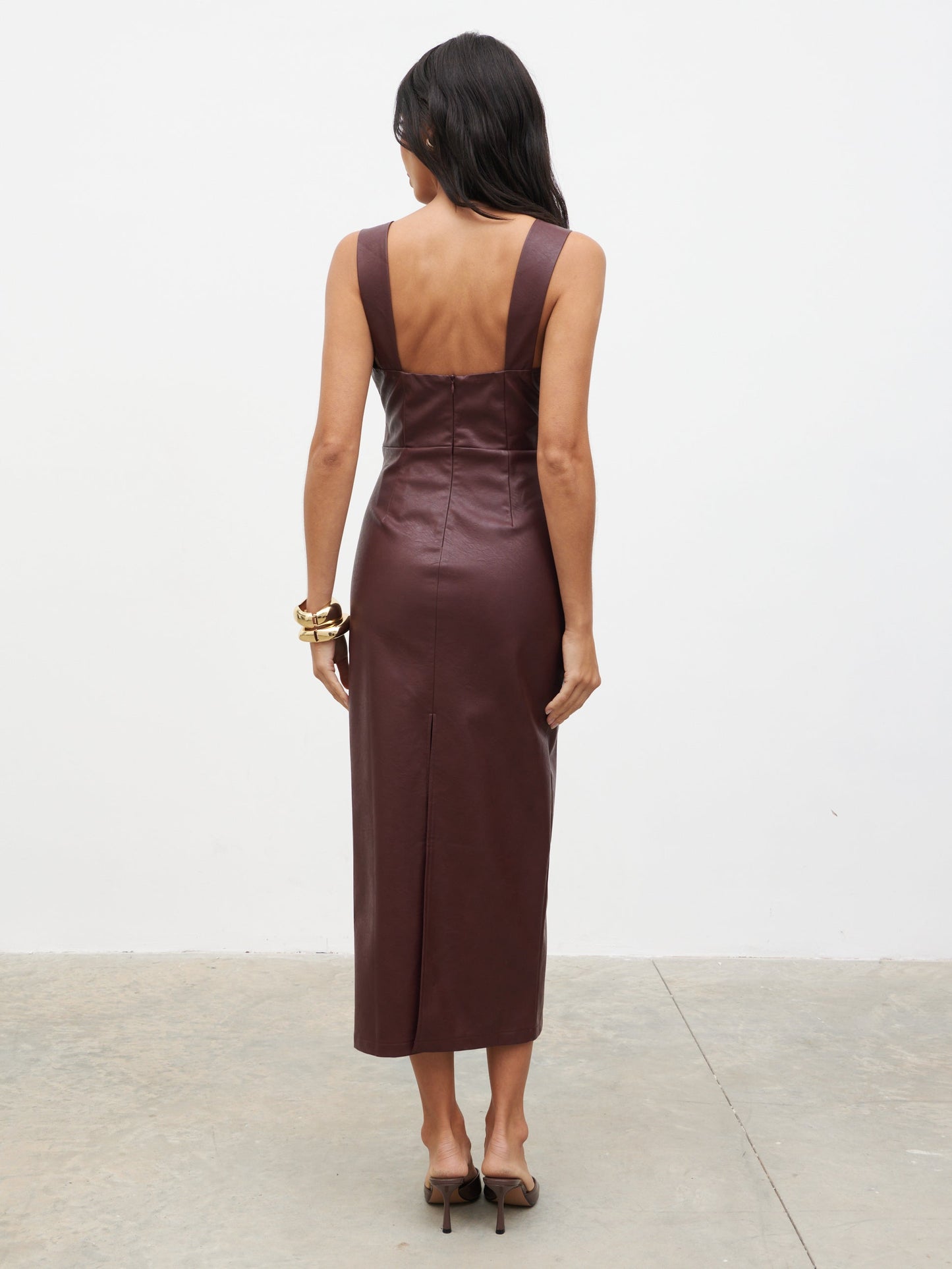 Libbi Leather Midaxi Dress - Wine