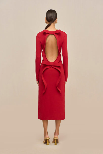BOA KNIT DRESS - MERLOT