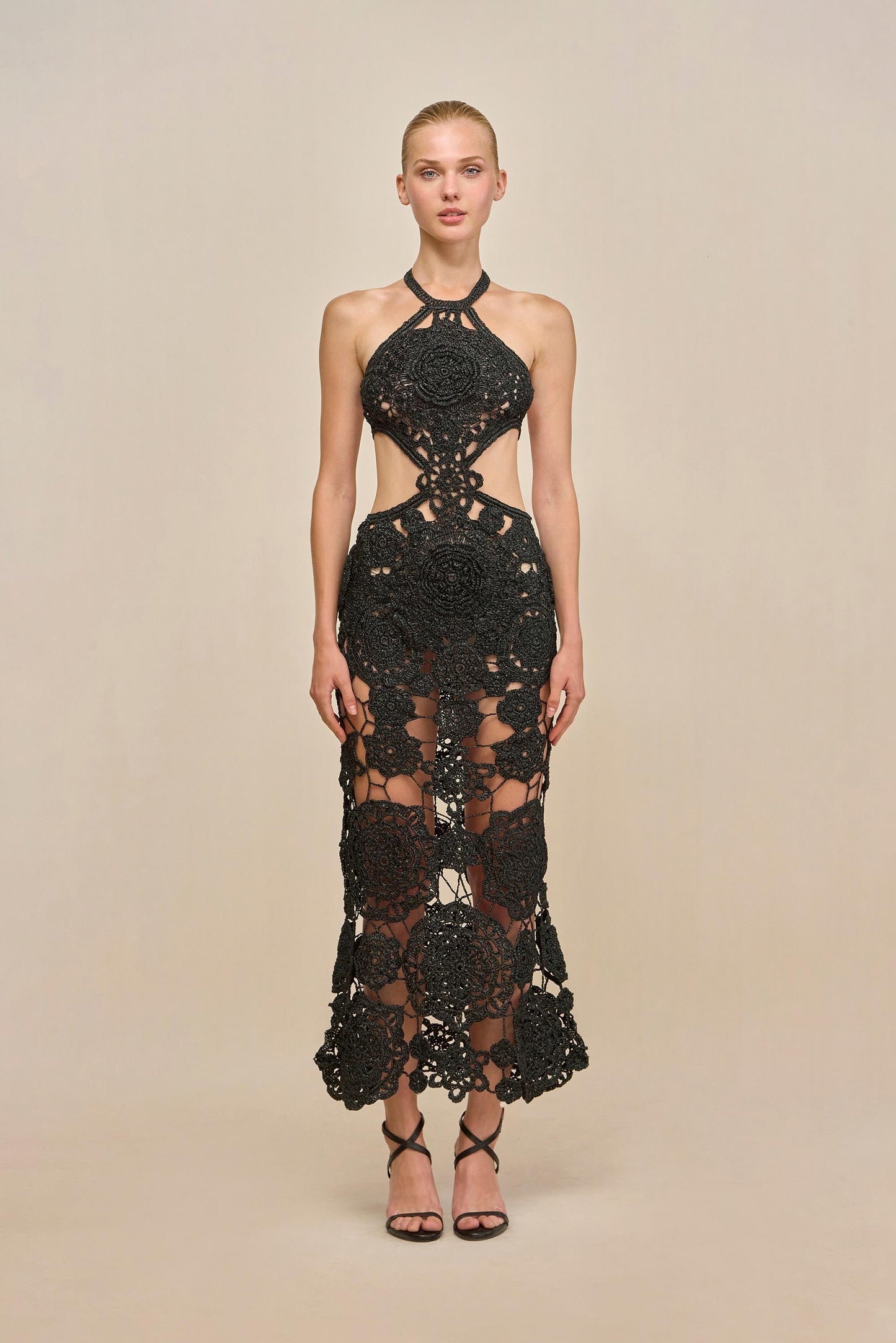 ACCALIA CROCHET GOWN - BLACK