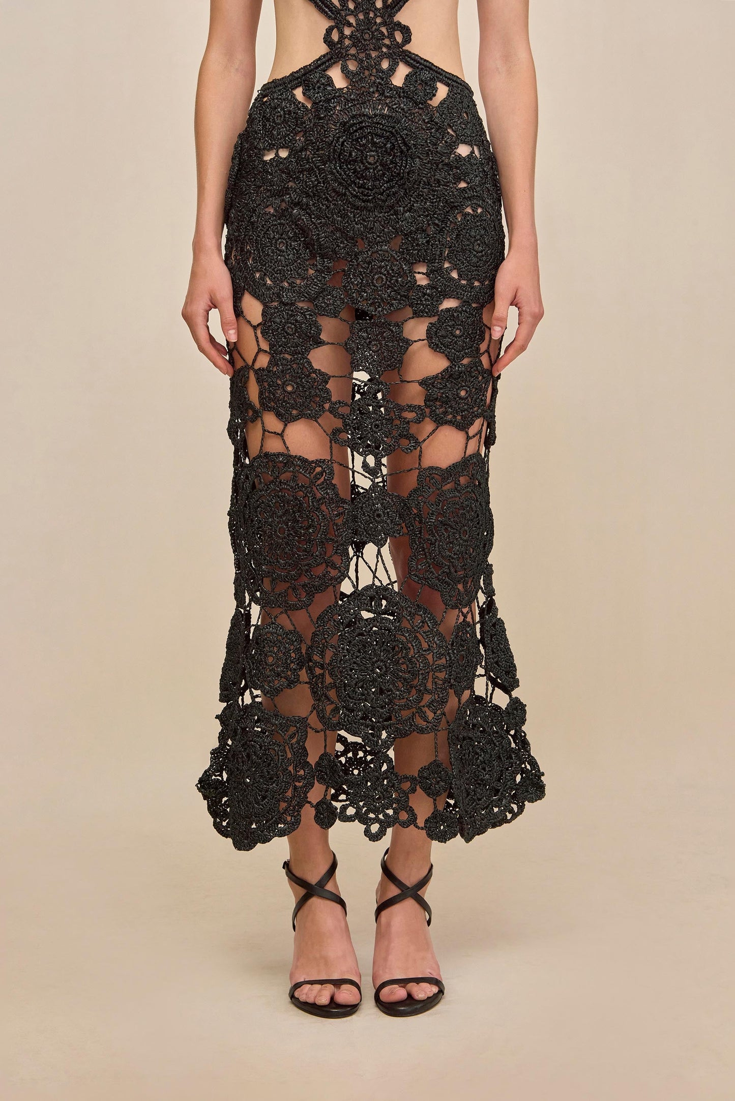 ACCALIA CROCHET GOWN - BLACK