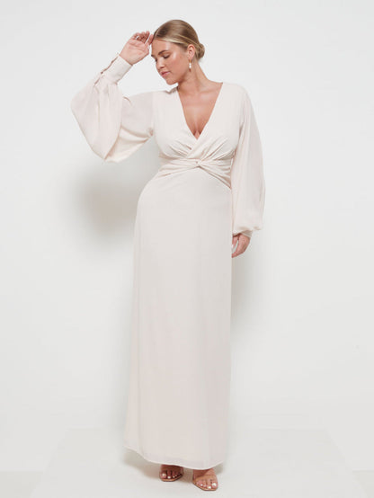 Nellie Knot Maxi Bridesmaid Dress - Champagne