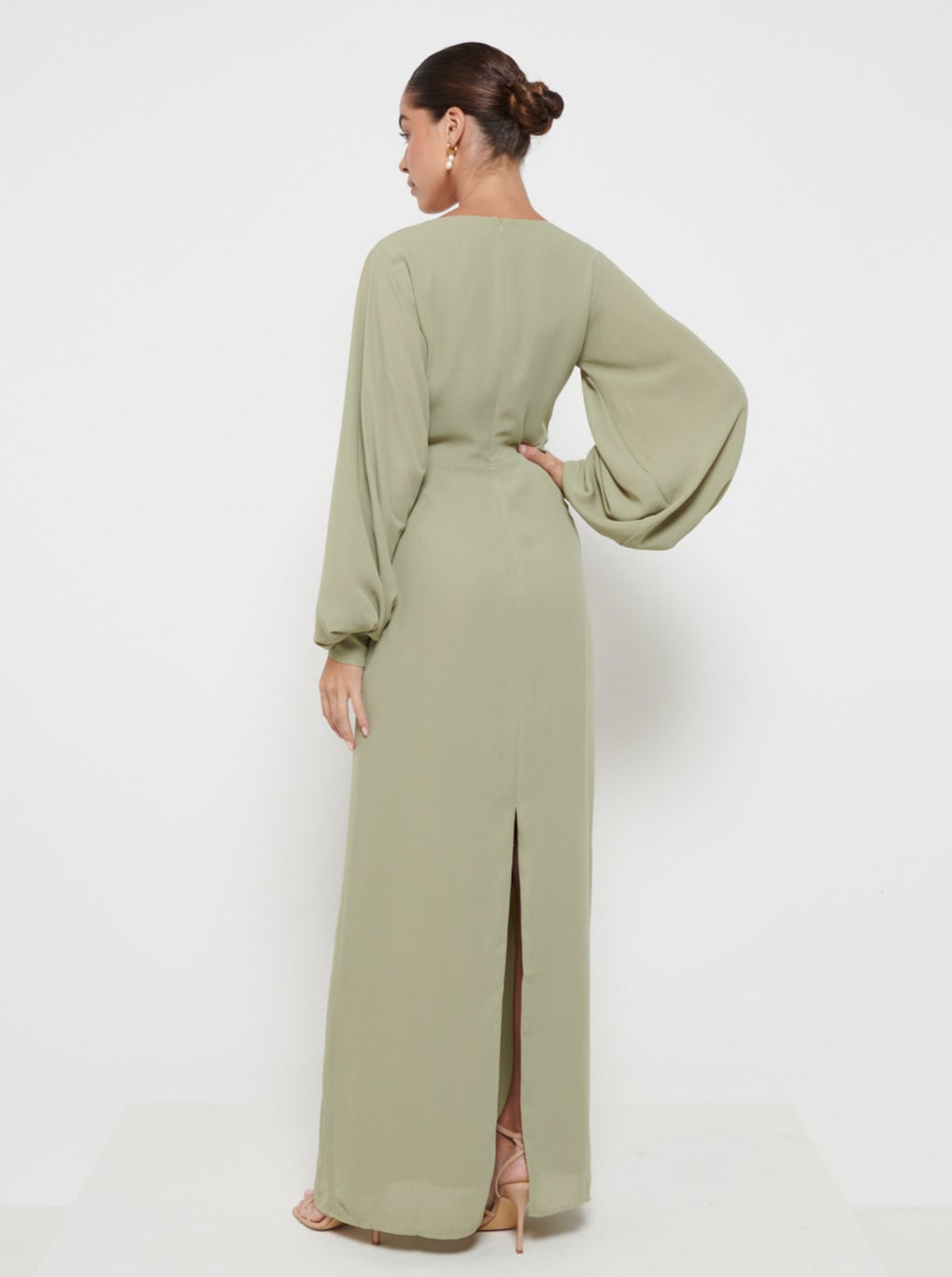 Nellie Knot Maxi Bridesmaid Dress - Olive