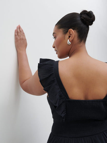 Opal Ruffle Midaxi Dress Curve - Black