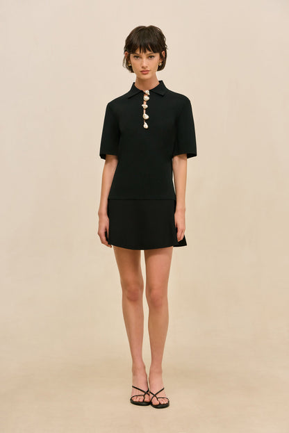 JAFFA KNIT TOP - BLACK