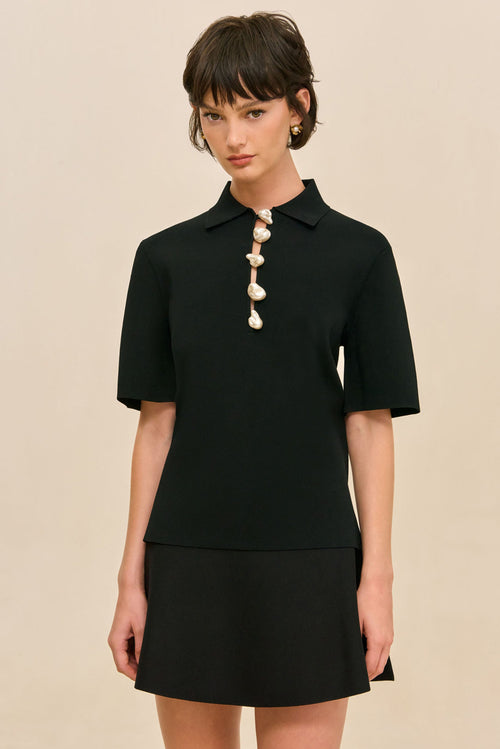 JAFFA KNIT TOP - BLACK