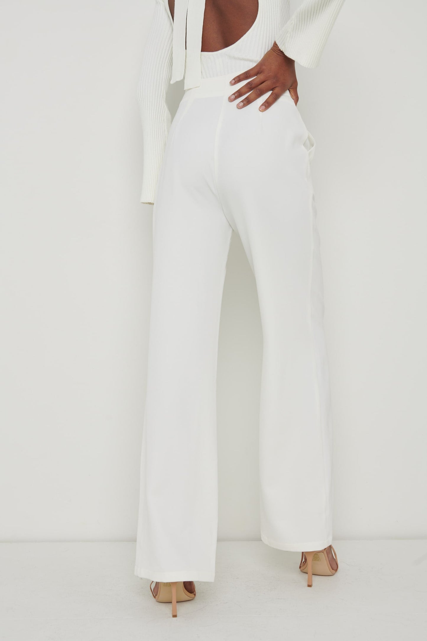 Parker High Waisted Box Pleat Trouser - Cream