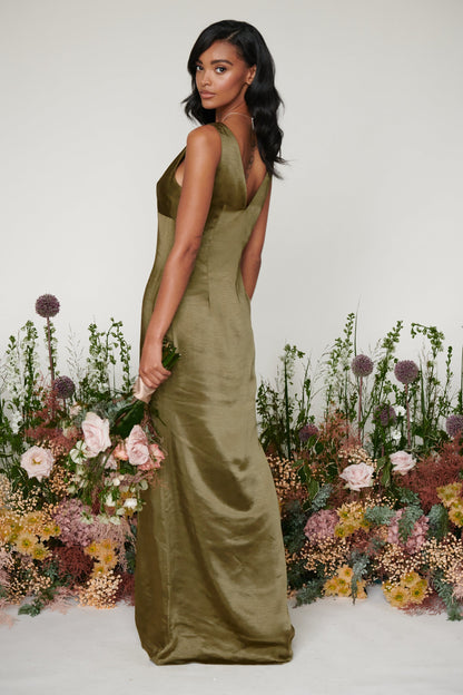 Piper Maxi Bridesmaid Dress - Matte Military Olive