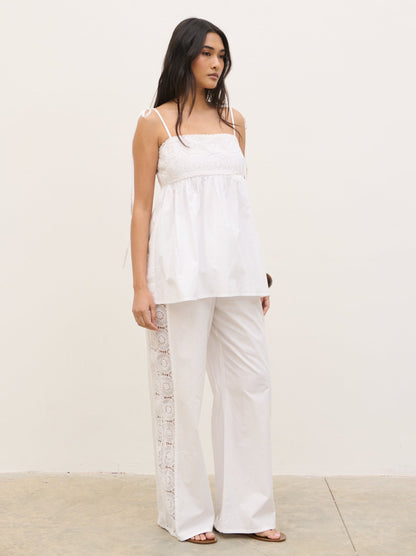 Rae Crochet Detail Trousers - White