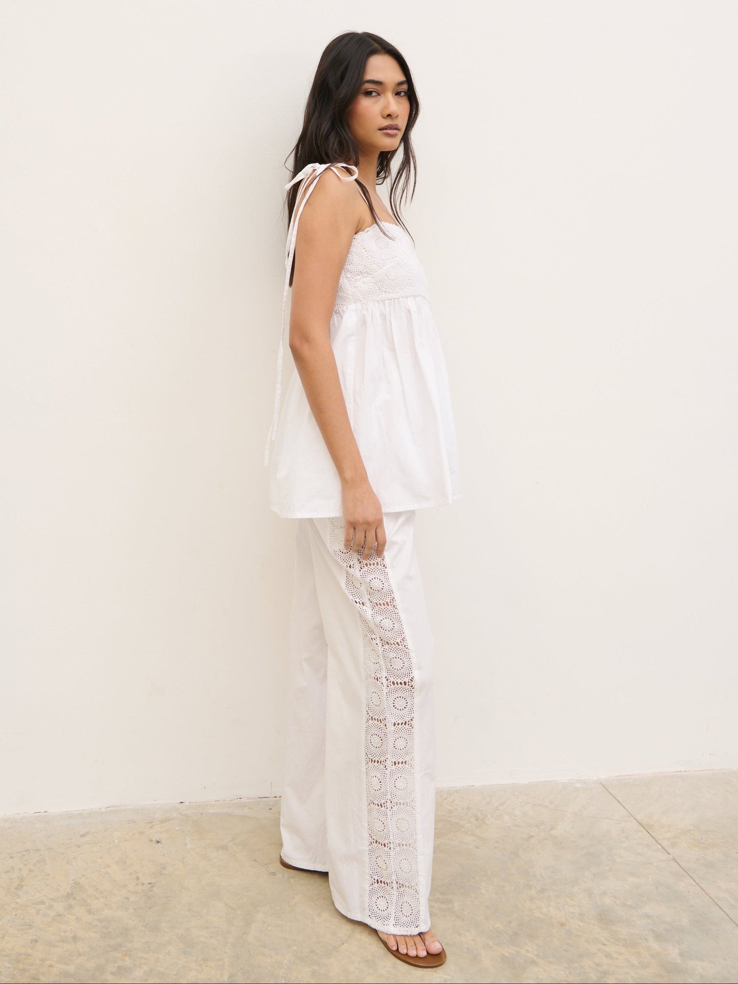 Rae Crochet Detail Trousers - White