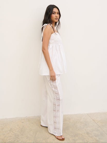Rae Crochet Detail Trousers - White