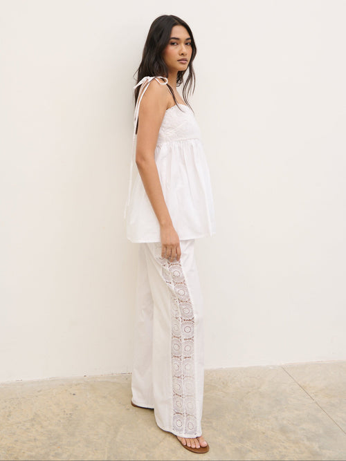 Rae Crochet Detail Trousers - White