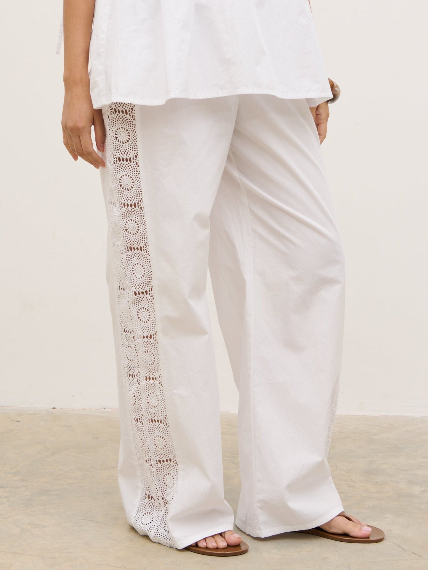 Rae Crochet Detail Trousers - White