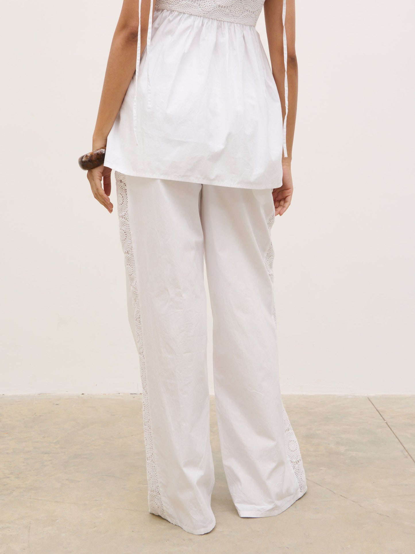 Rae Crochet Detail Trousers - White