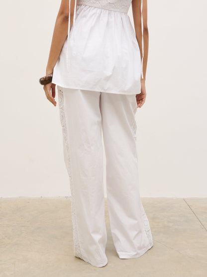 Rae Crochet Detail Trousers - White