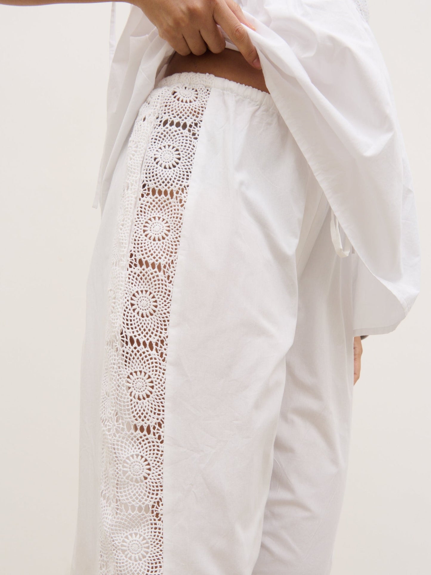 Rae Crochet Detail Trousers - White