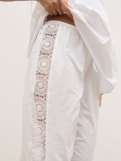 Rae Crochet Detail Trousers - White
