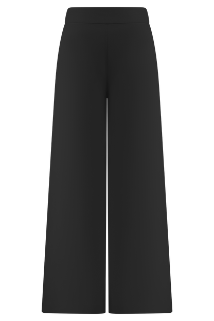 Raya Mid Rise Wide Leg Linen Pant - Black