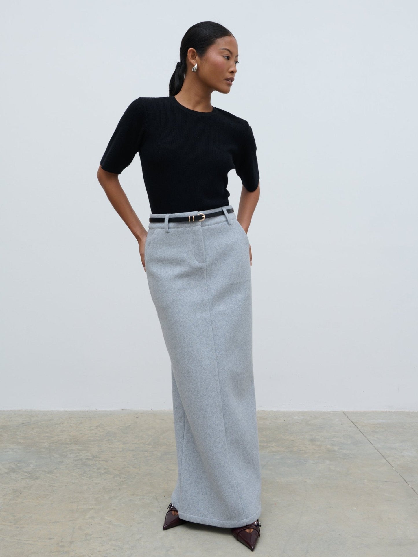 Rudy Tailored Skirt - Grey Marl