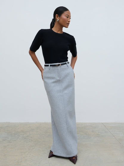 Rudy Tailored Skirt - Grey Marl