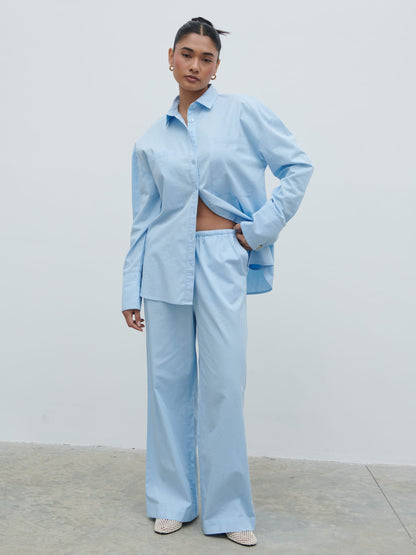 Ryleigh Cotton Trousers - Light Blue