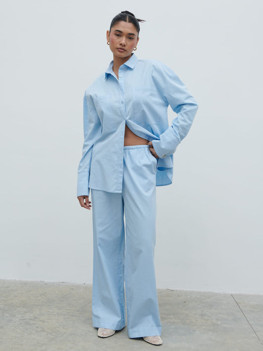 Ryleigh Cotton Trousers - Light Blue