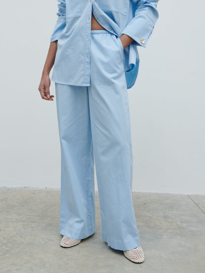 Ryleigh Cotton Trousers - Light Blue