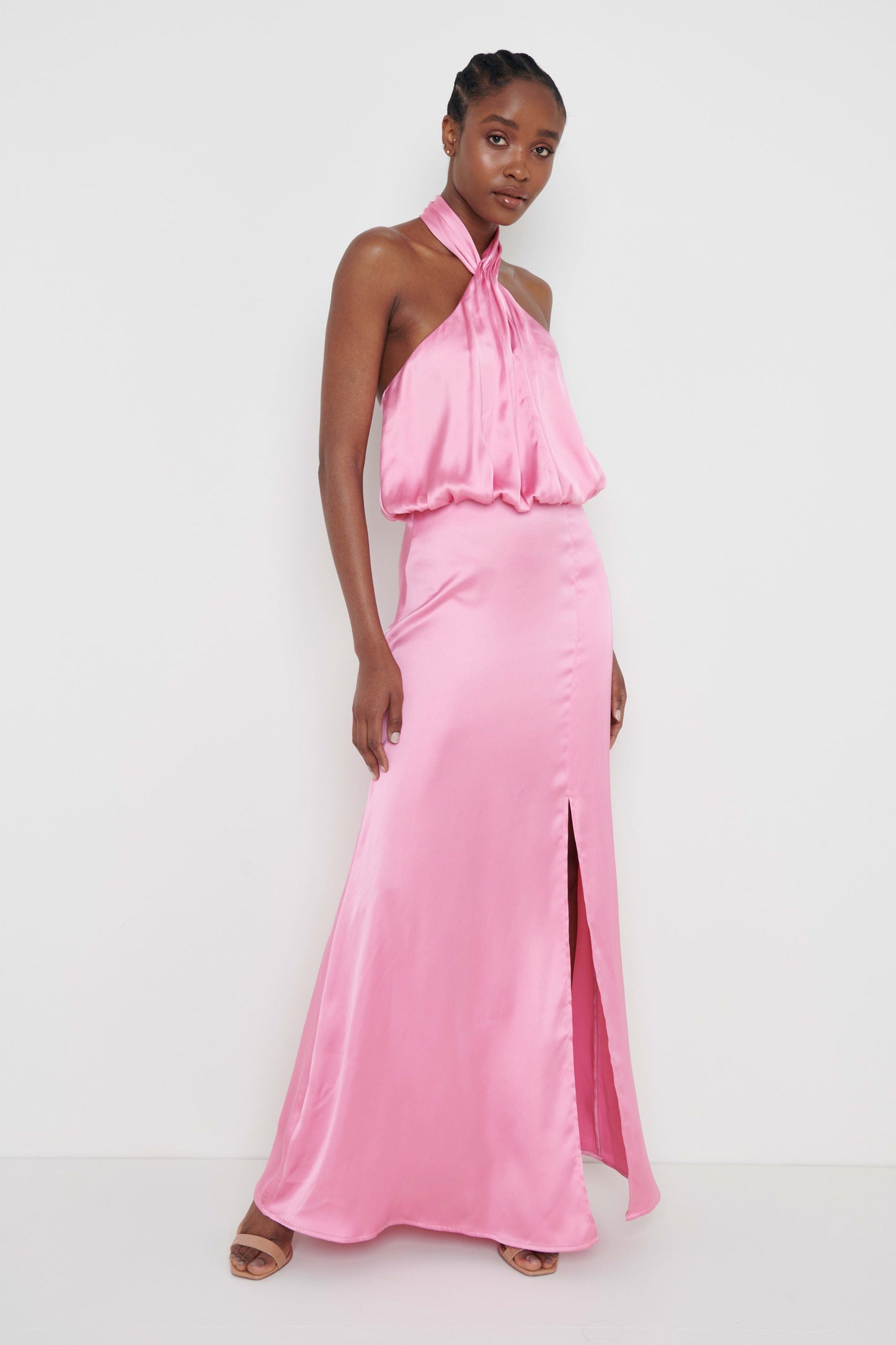 Sammie Knot Halter Neck Maxi Dress - Pink