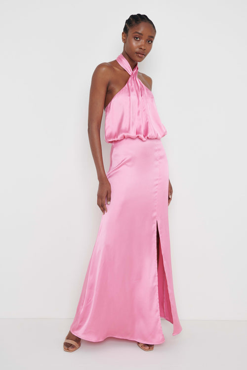 Sammie Knot Halter Neck Maxi Dress - Pink