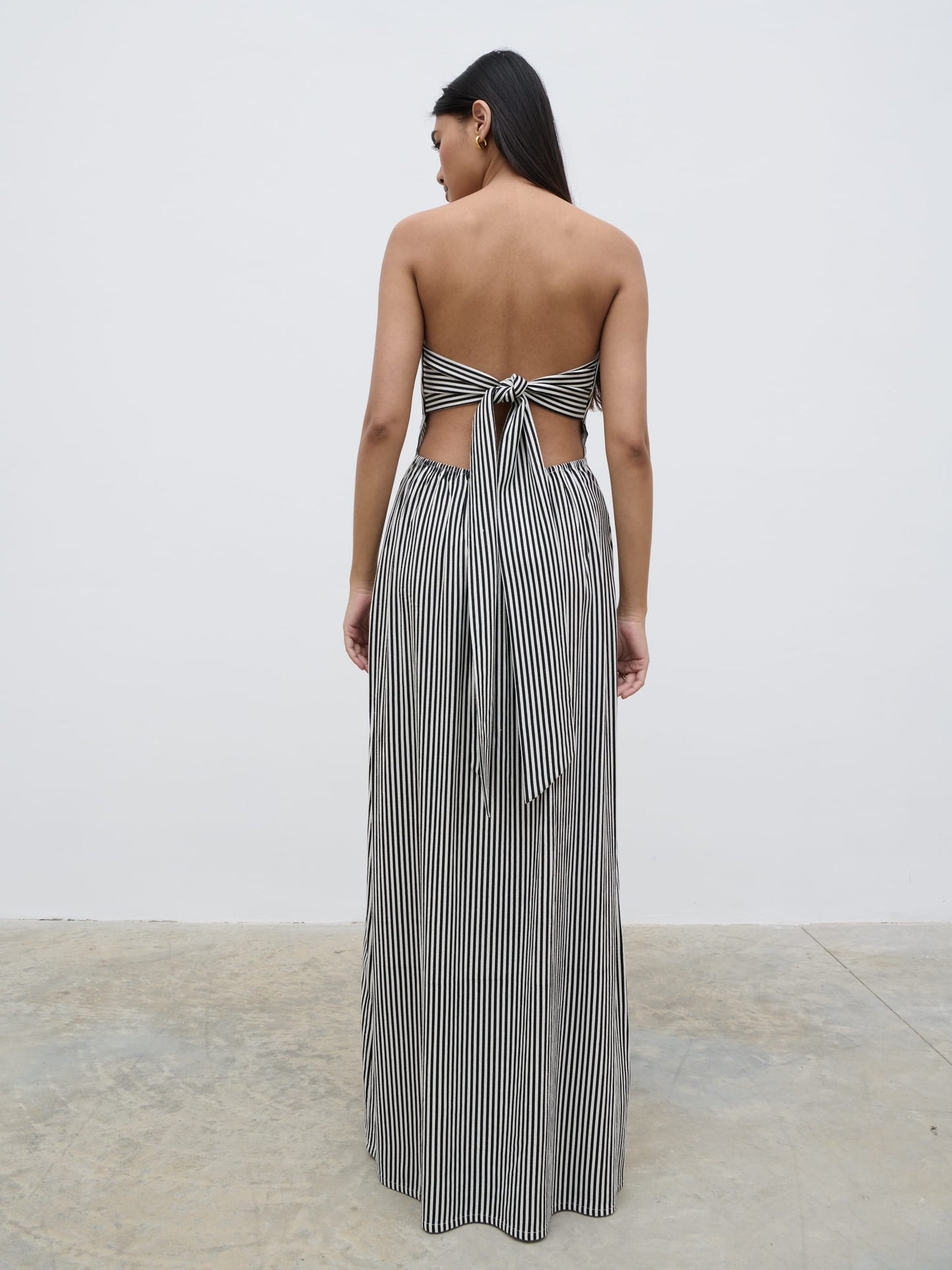 Sunny Striped Bandeau Dress - Stone and Black