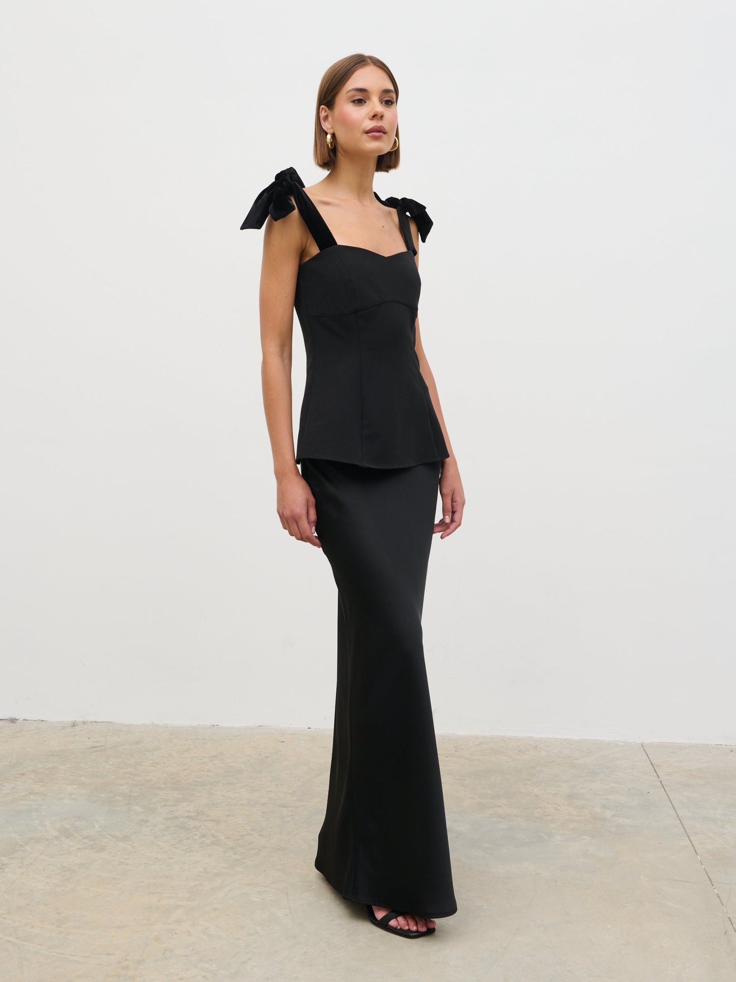 Zienna Velvet Bow Corset Top - Black