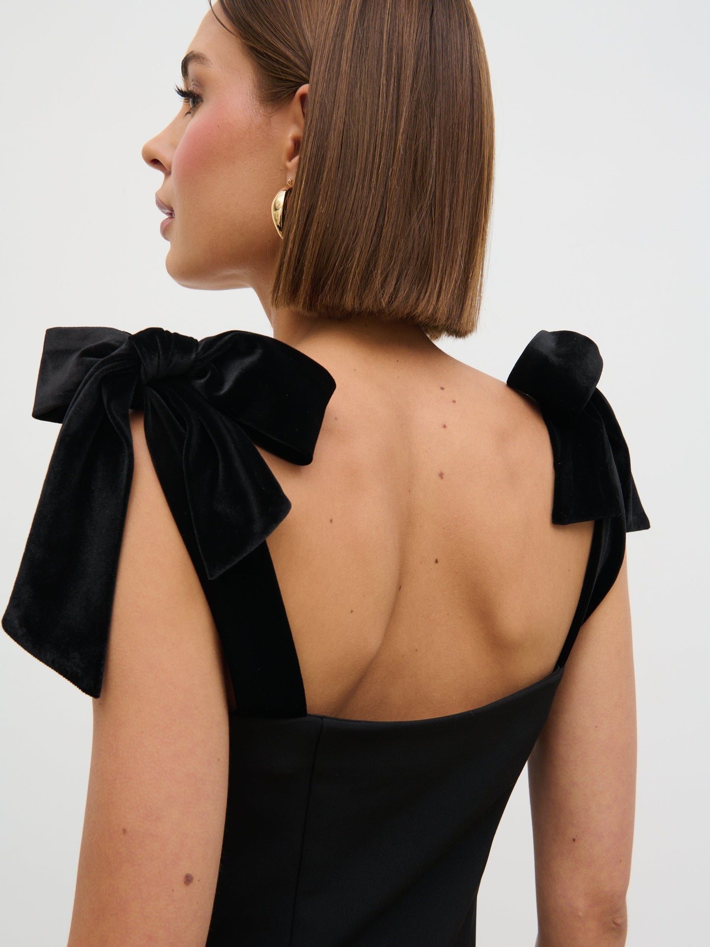Zienna Velvet Bow Corset Top - Black