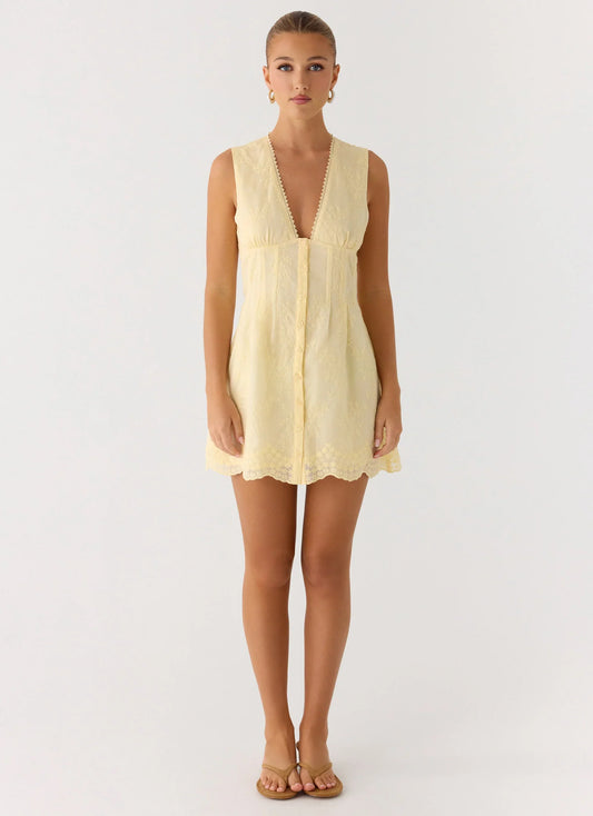 Burning Bright Mini Dress - Butter Yellow