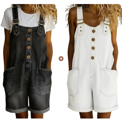 💙 Loose denim shorts for women, adjustable straps and spacious pockets S-2XL