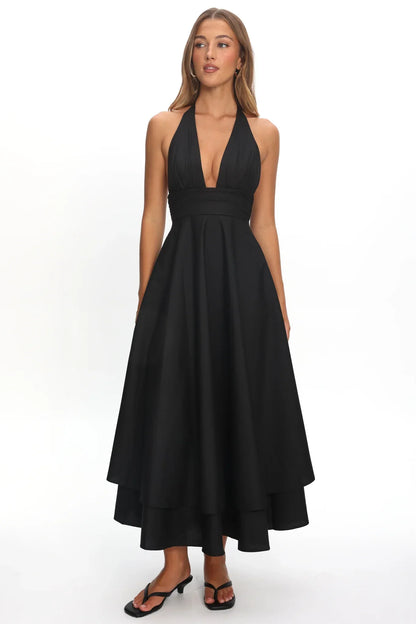 As It Was Halterneck A-Line Maxi Dress Black