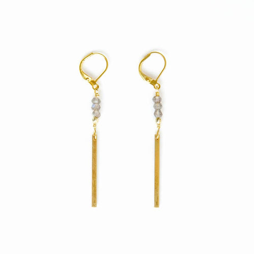 Labradorite and Bar Earring